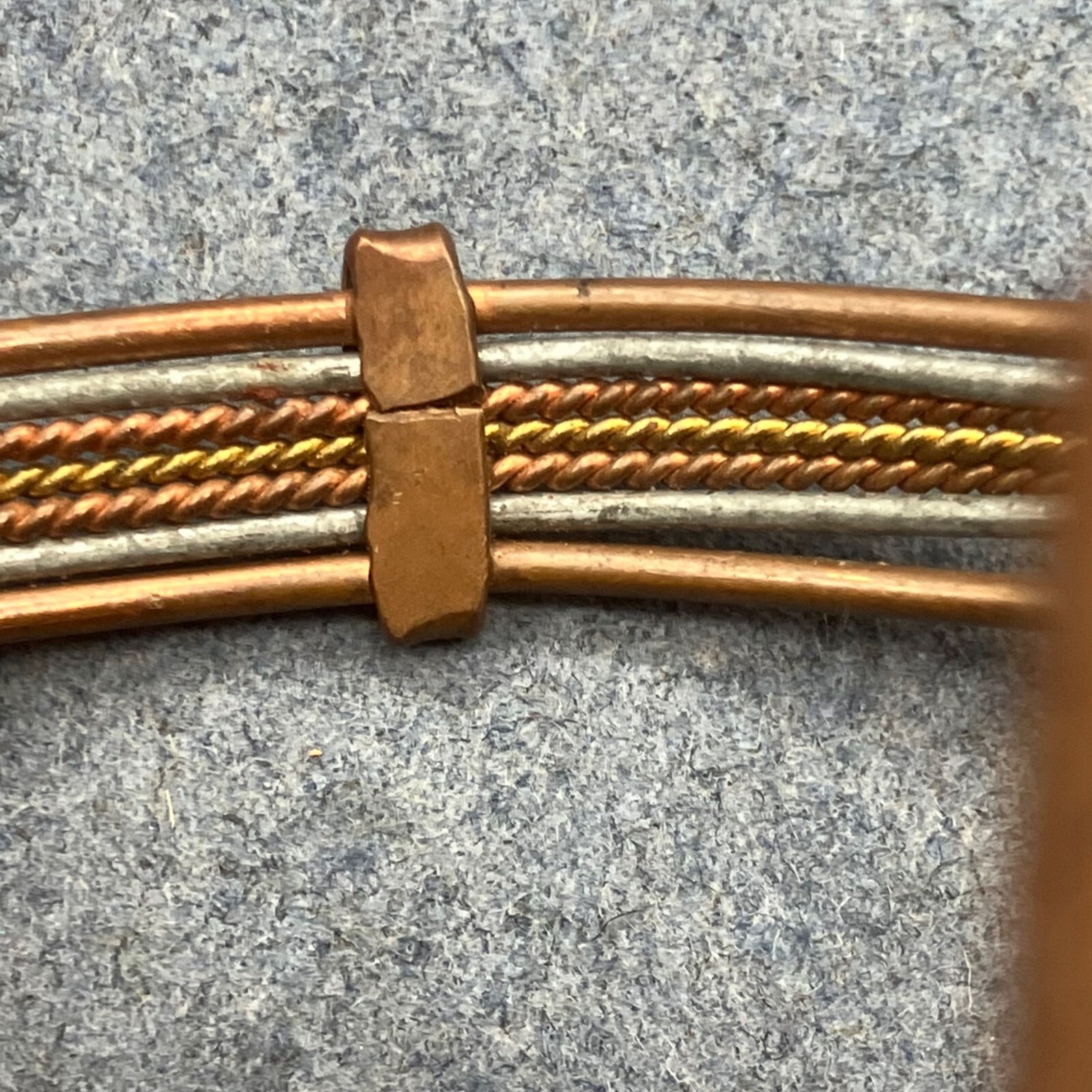 Multi Strand Bangle Bracelet Open Cuff Copper Sil… - image 9