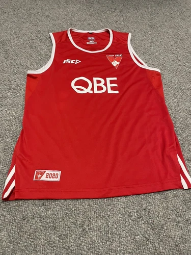 SYDNEY SWANS AFL 2020 ISC TEAM TRAINING SINGLET MUSCLE TOP. - Picture 1 of 6
