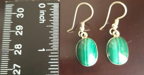 Erick's Sterling Silver Malachite Earrings Taxco.925 - Picture 2 of 9