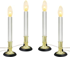 4 Pack Electric Window Christmas Candle Lights with Sensor Dusk to Dawn, Plug-In