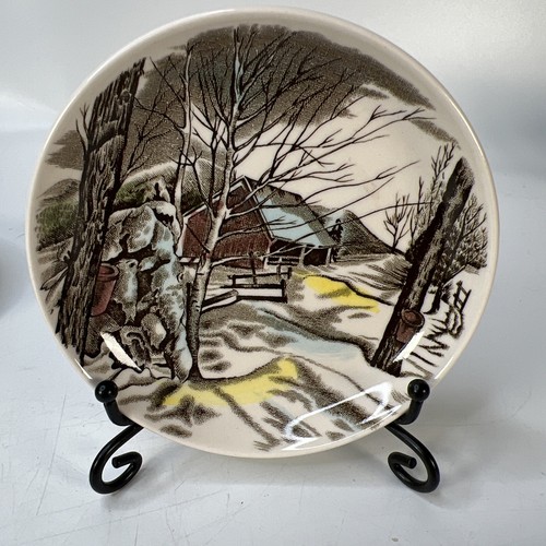 Johnson Brothers Mixed set of 5 Coasters Butter 4" dish Stone Wall, Barn, Snow - Picture 2 of 7