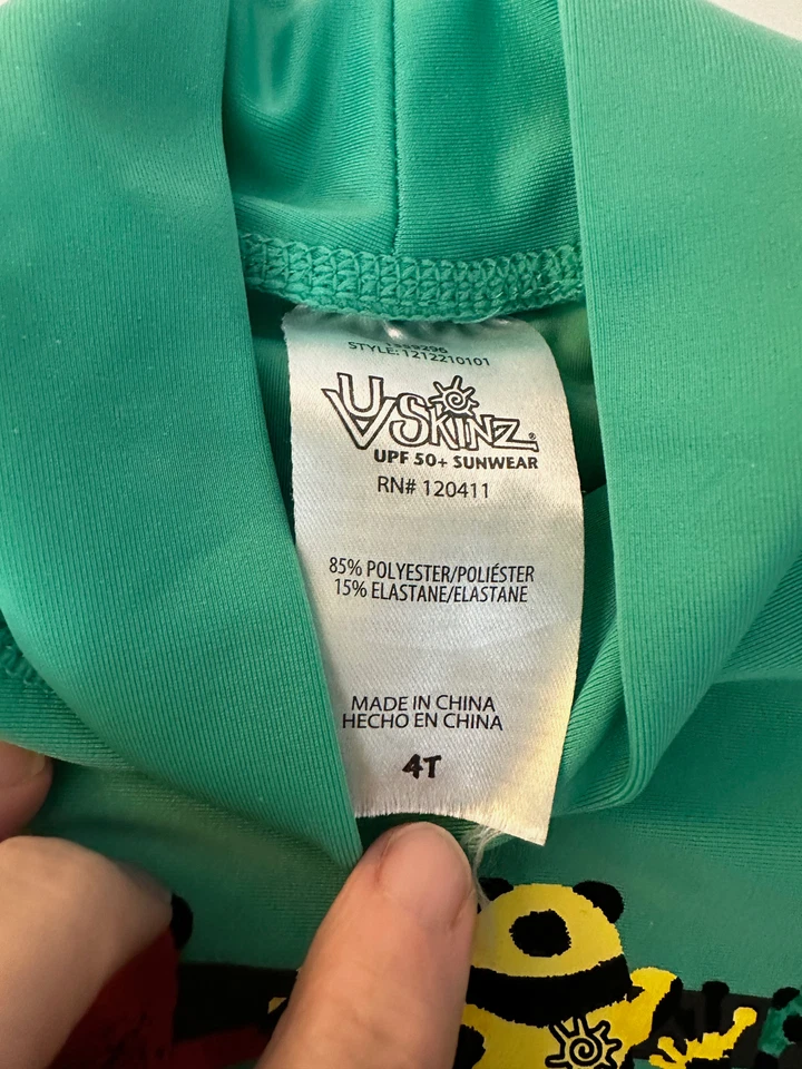 Camisa UV SKINZ verde manga corta UV protección contra erupciones juvenil 4T Foto 2 de 2