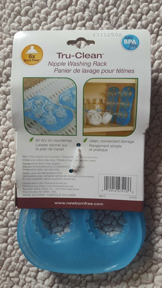Bandeja para pezones Born Free Tru-Clean bandeja para pezones estante de lavado almacenamiento sin BPA.2PK Foto 3 de 3