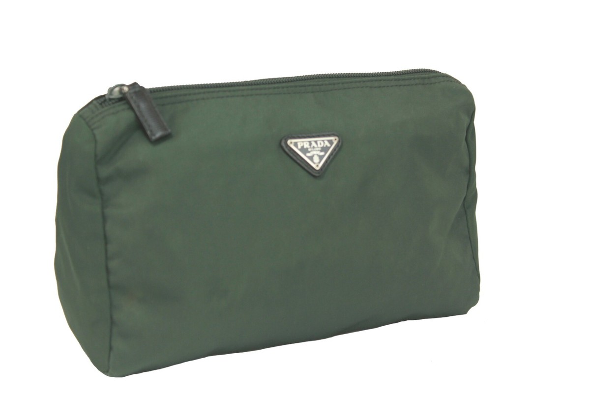 バッグ Prada Archive Accessory Pouch Bag Auth PRADA Triangle Logo Nylon Accessory Pouch Pink Vintage