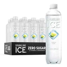 (12 Pack) Sparkling Ice Lemon Lime Sparkling Water with Vitamins, 0 Sugar, 17 Oz