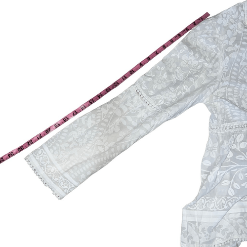 Lola Australia Long Sleeve Boho Eyelet Trim Floral Top White Cream Sz L Large - Picture 8 of 10