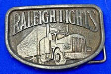 Raleigh Lights Cigarettes Tobacco Semi Truck Trucking 1970's Vintage Belt Buckle