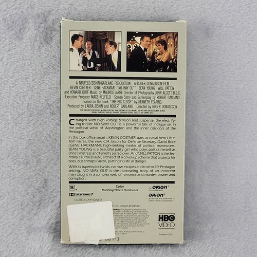 No Way Out VHS 1987 Kevin Costner Gene Hackman Will Patton TESTED - Picture 2 of 10