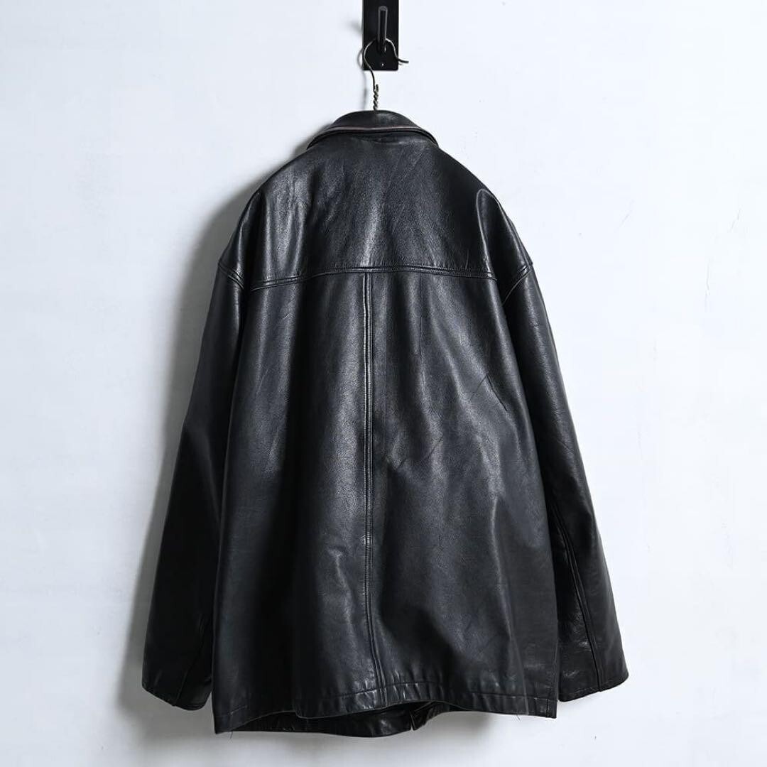 Stussy 90s Leather Car Coat Vintage Black Snap Button Issue Stussy 90s Leather Car Coat Vintage Black Snap Button Issue