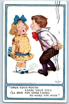 Newman Signed Postcard Children Sweetheart Open Your Mouth Close Your Eyes