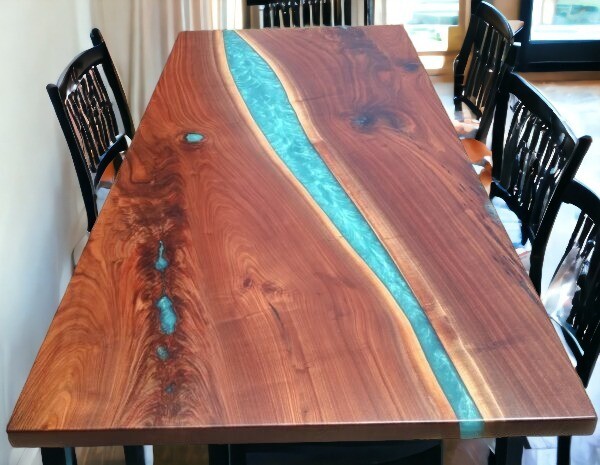 Epoxy dining table, blue epoxy table, river epoxy Table, 2mx1m epoxy table