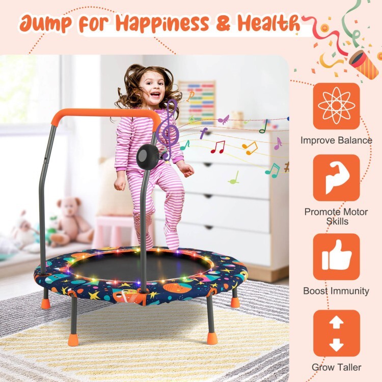 COSTWAY Trampoline de Fitnesse Enfants Pliable 92 cm, avec Housse de Sécurité Matelassée et Poignée Recouverte pour Intérieur Charge maximale 150 KG, Bleu COSTWAY Trampoline de Fitnesse Enfants Pliable 92 cm, avec Housse de Sécurité Matelassée et Poignée Recouverte pour Intérieur Charge maximale 150 KG, Bleu