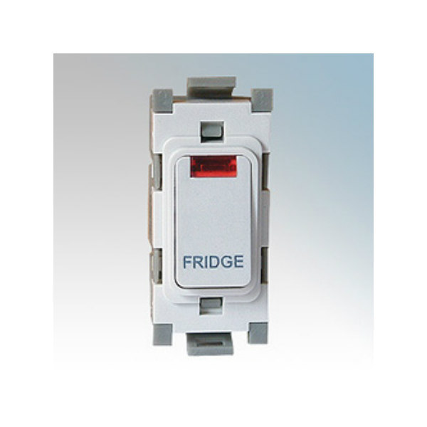 Deta G3577 Grid Switch 20 Amp Double Pole with Neon marked 'FRIDGE' (White)