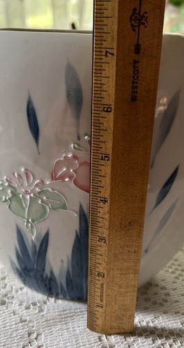 Vintage Otagiri Floral Iris Oval Vase Raised Floral Hand Painted Japan 7.25” - Picture 15 of 17