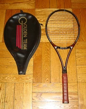 GOLDEN TEAM Mid Size Grip 4 1/2 L4 Graphite TENNIS RACKET w Strings & Cover USA