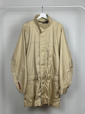 Men's Vintage Prada Sport Lightweight Nylon Coat Red Tab Size L Made in Italy