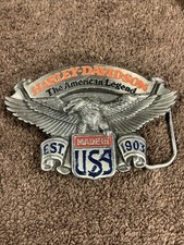 Vtg 1991 Harley Davidson Official Baron Belt Buckle  American Legend EUC