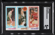 1980-81 Topps Fred Brown Larry Bird Ron Brewer #198-31-228 SGC 5 HOF 2t7