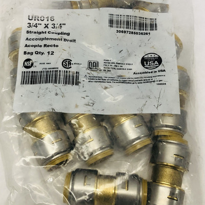(BAG OF 12) Sharkbite Max URO16 Straight  Couplings 3/4'' x 3/4''