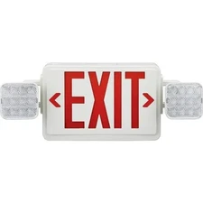 Combo LED Emergency Exit Sign, Red Letters, Ceiling & Wall Mount