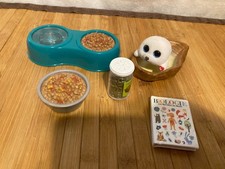 Our Generation pet accessories lot care and feeding Turquoise gray brown bowls