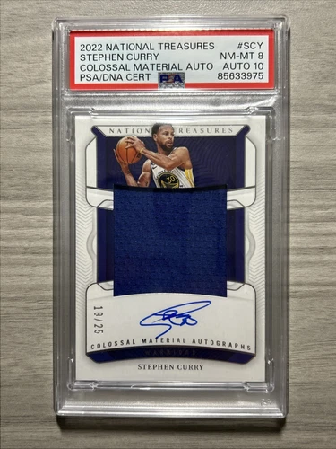 2022 National Treasures Stephen Curry Colossal Game Used Patch On Card Auto #/25
