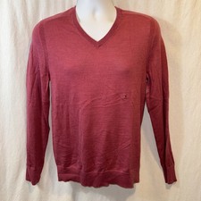 Brand New Men  s Express Merino Wool Blend Pink V-neck Sweater Size Small