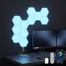 10 Pack Hexagon Led Light Panels Rgb Wall Decor Modular Music Sync App Remote