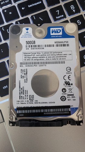 Western Digital Blue WD5000LPVX 500 GB 2.5" SATA Laptop HD