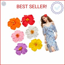 6 Pcs Hawaiian Flower Hair Clips for Women, 3.5 Inch Hawaiian Hibiscus Plumeria