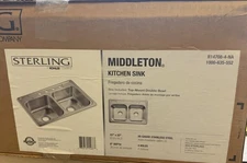 Kohler R14708-4-NA Sterling Double Basin Kitchen Sink 33" 20G