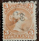 Lot 4. Canada 1868 3 cent Large Queen lightly used 1869.