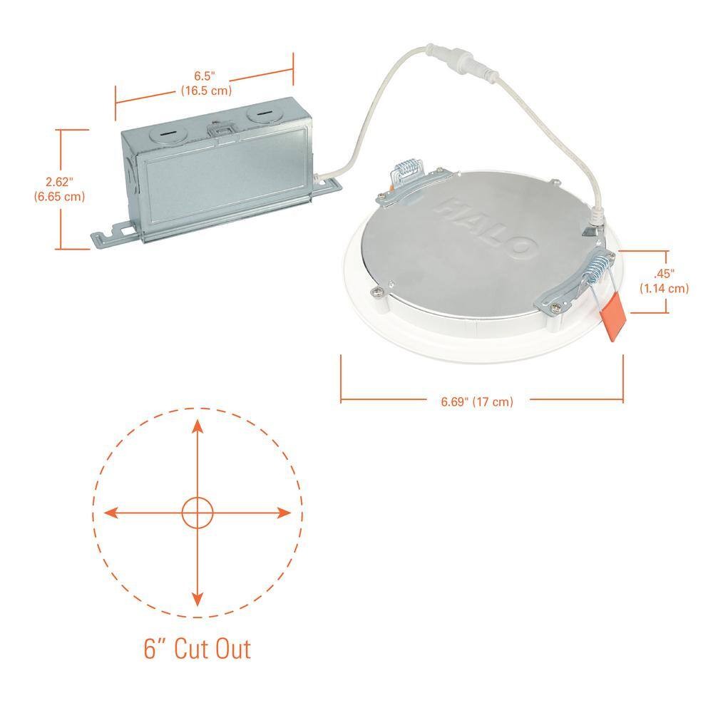 Halo HLBSL 6 in. Can Less Integrated LED, 900 Lumens, 5CCT, White (4-Pack)