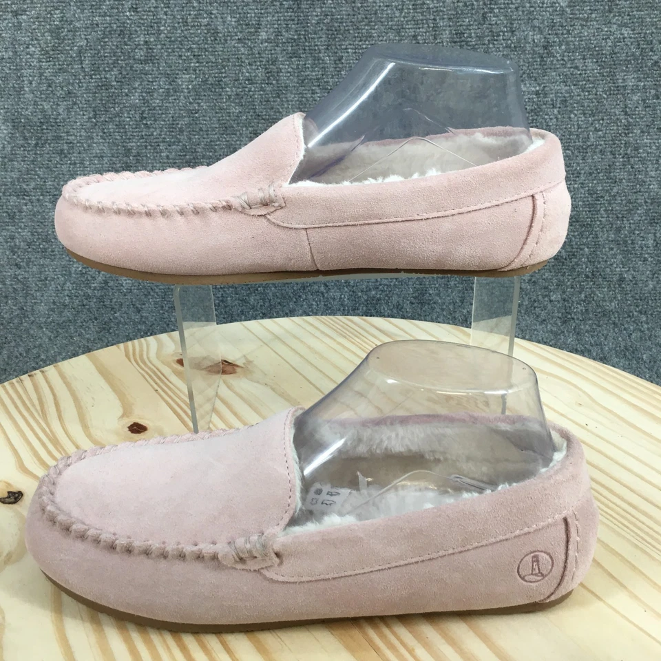 Lands' End Slipper Womens 8B Mocassin Pink Purple Leather Slip On Casual Comfort - Image 2 of 4