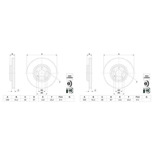 2X Bosch Bremsscheiben Ø330Mm Vorne Passend FüR Mercedes A-KLASSE B-KLASSE CLA E-image