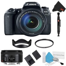 Canon EOS 77D DSLR Camera 18-135mm Lens Bundle  Bonus 50mm Lens Intl Model 