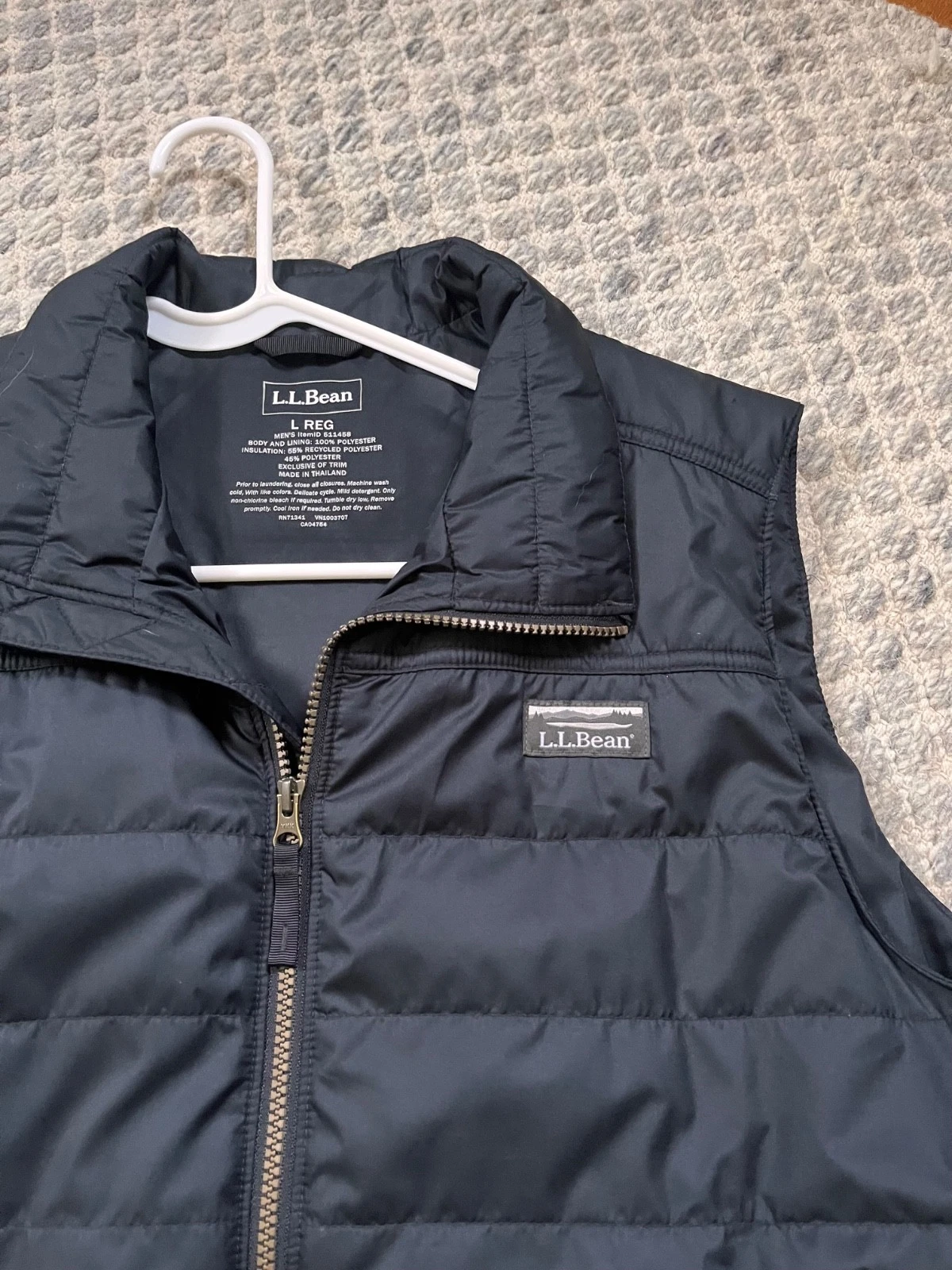 LL Bean Mountain Classic Puffer Vest Mens Large Black Water Resistant Insulated - product detail image 2