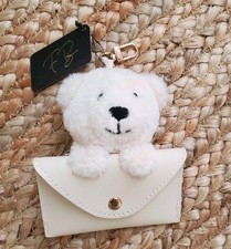 Novelty Teddy Bear Keychain With Purse Beige Fun Accessories NWT