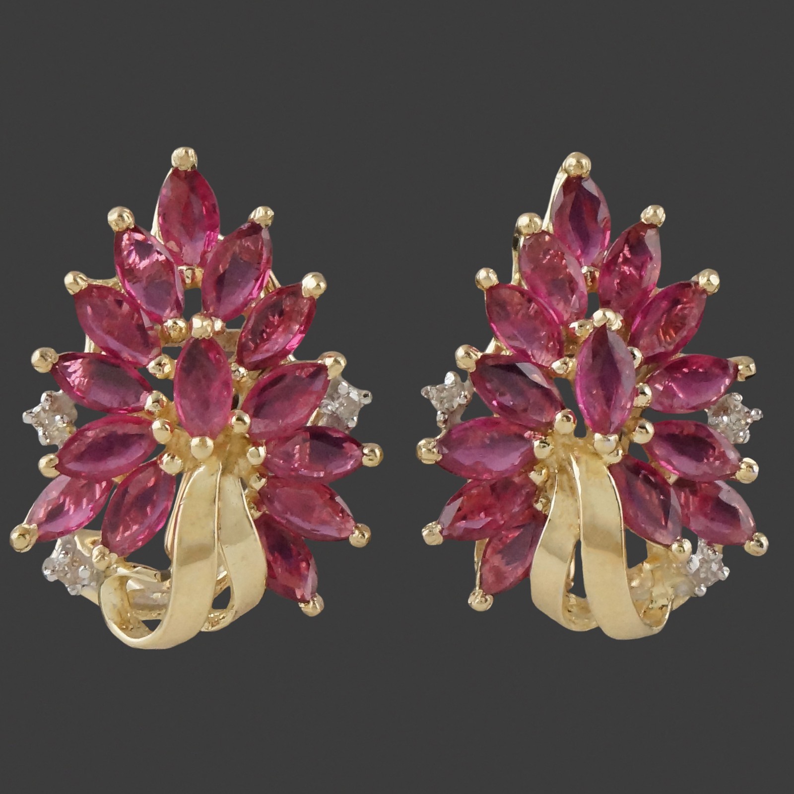 Retro Solid 14K Yellow Gold, Ruby & Diamond Omega… - image 1