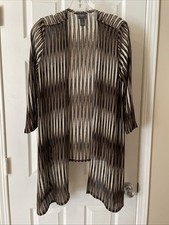 Chicos Travelers women Gorgeous brown design Open Front Beautiful Cardigan Sz 1