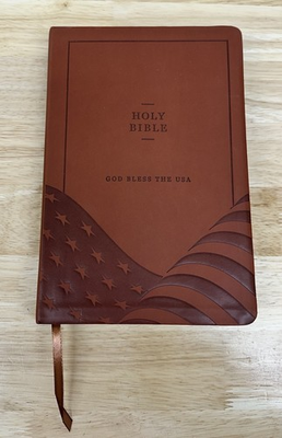#ad Holy Bible God Bless the USA Lee Greenwood KJV Red Letter LARGE PRINT Brown Flag $39.99