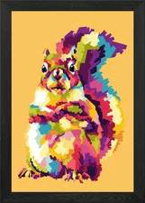 Colorful Squirrel Pop Art Framed Wall Art Poster Canvas Print Picture