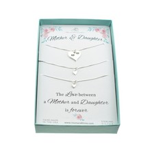 Mother Daughter Heart Necklace Set 925 Silver 16"  18" Chains Jewelry