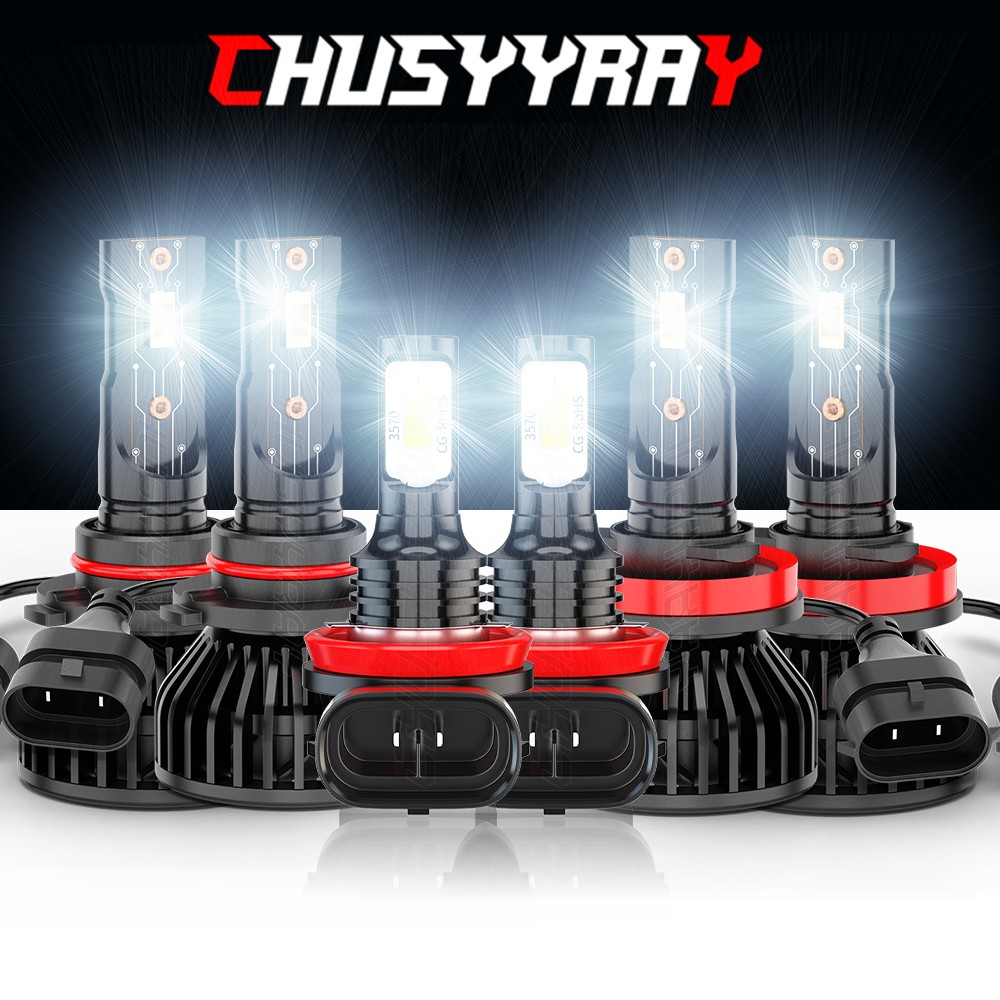 Para For Honda Accord 2013-2015 6000K LED faro alto / bajo+Kit de luz antiniebla