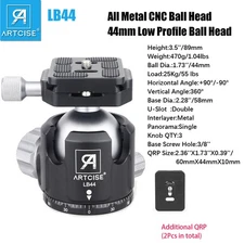 Low Profile Ball Head 44MM Tripod Head All Metal CNC Ball Head Load 55lbs