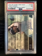 2003 SP Game Used Tiger Woods Auto PSA 7 Scorecard Signatures