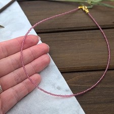 A++ 2 MM Rosa Turmalin Facettiert Rund Edelstein Perlen Damen Halsband Halske...