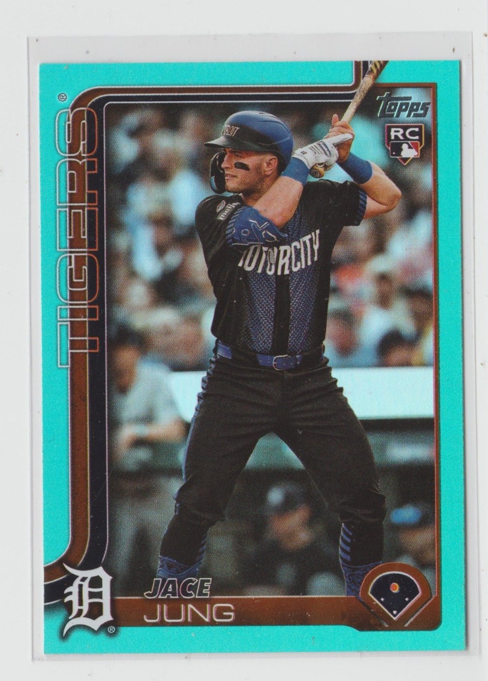 2025 Topps Series 1 #80 Jace Jung Aqua Holo Foil RC Detroit Tigers SP