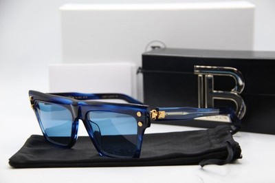 NEW BALMAIN B-V VPS-121D-54 BLU-GLD BLUE GOLD AUTHENTIC FRAMES SUNGLASSES 54-17