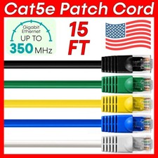 15 FT CAT5e Cable LAN Ethernet Cat5e Patch Cord RJ45 Router Cable Network Wire